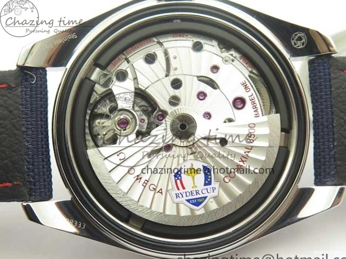 0216 EasyCare Aqua Terra Master Ryder Cup Edition VSF 1:1 Best Edition White Textured Dial on Blue Nylon Strap A8500 Super Clone 8016